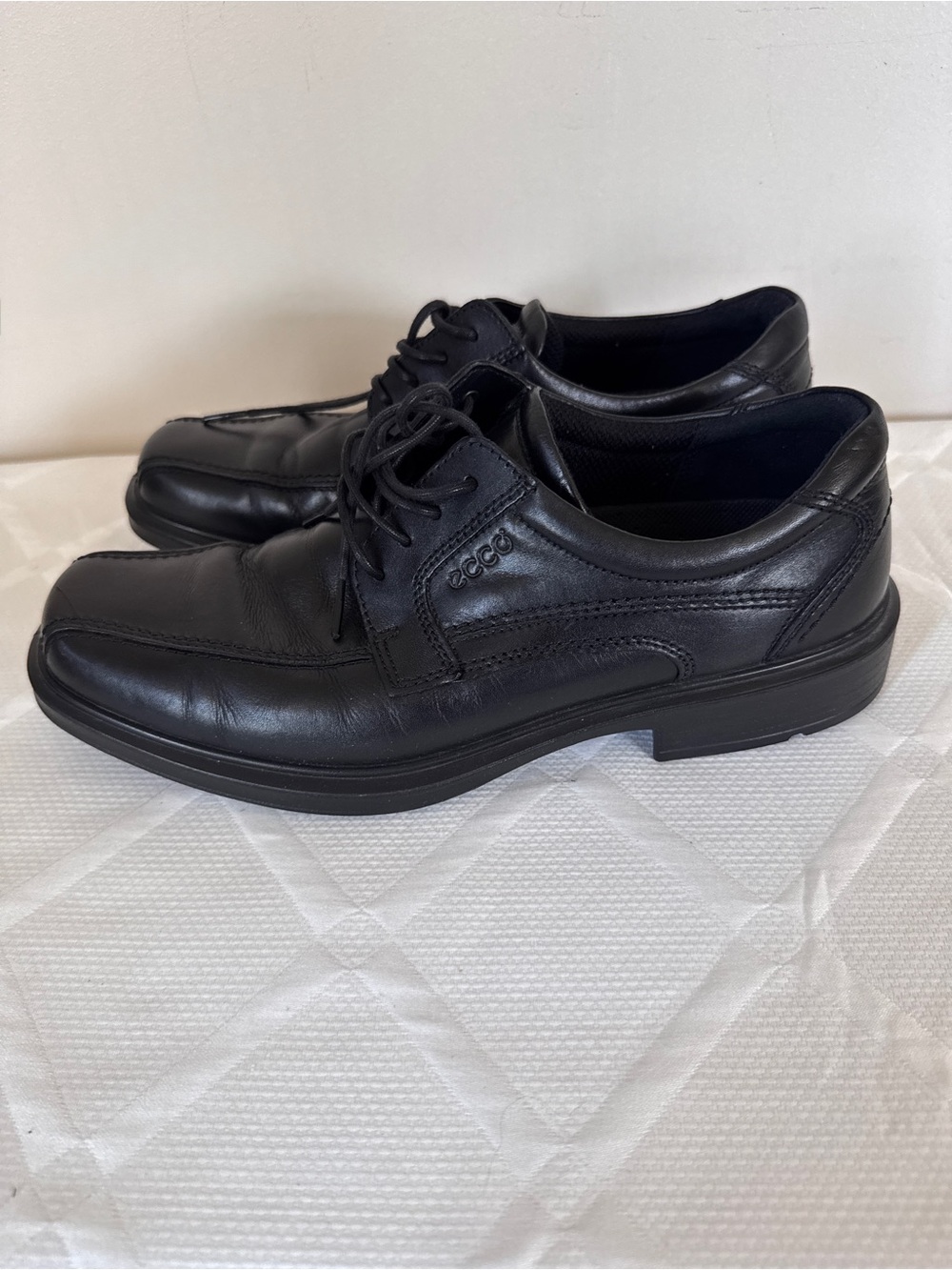 ECCO Men's Black Leather Oxford Dress Shoes Size 42 EU Lace Up Comfort